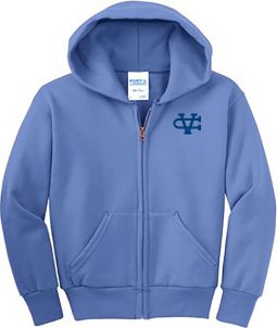 Youth Core Fleece Full-Zip Hooded Sweatshirt, Carolina Blue